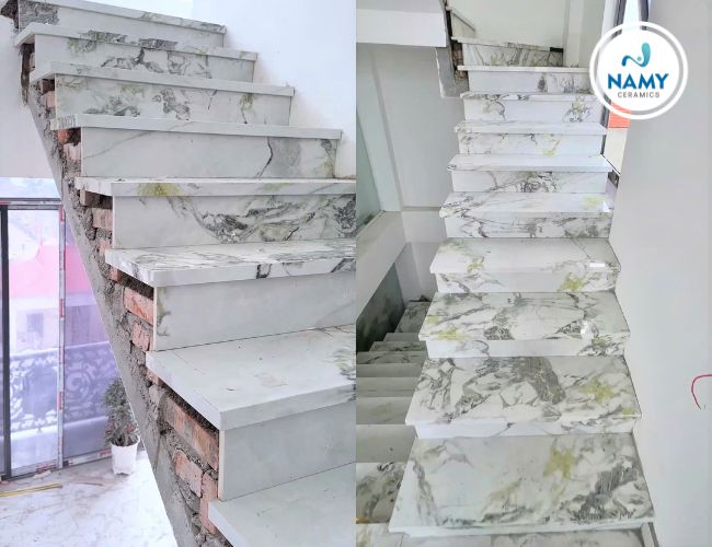 Vân đá xám - xanh tạo hiệu ứng như bức tranh thủy mặc